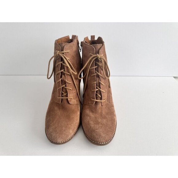 Lucky Brand Womens Bootie Size US 11M/EU 41 Honey Suede Lace Up Fall‎ Comfy READ - Picture 2 of 13